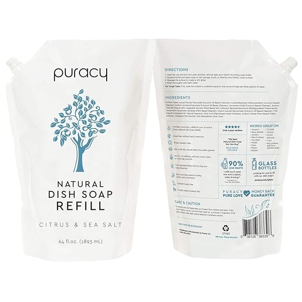 Puracy Jabón para platos, cítricos y sal marina, 64 Fl Oz (Pack of 1) - Image 7