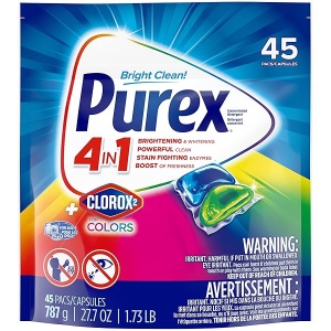 Purex 4-in-1 Plus clorox2 laundry detergent pacs, original fresh, 45 Count