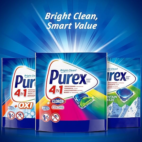 Purex 4-in-1 Plus clorox2 laundry detergent pacs, original fresh, 45 Count - Image 6