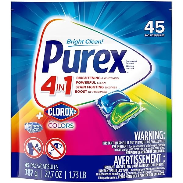 Purex 4-in-1 Plus clorox2 laundry detergent pacs, original fresh, 45 Count