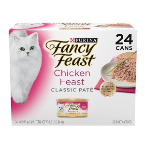 Purina Fancy Feast Grain Free Pate Wet Cat Food, Classic Pate Chicken Feast - (24) 3 oz. Pull-Top Cans