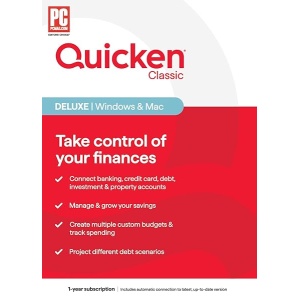 Quicken Classic Deluxe, Personal Finance Software - Take control of your finances - 1 Year Subscription (Windows/Mac) [Key Card]