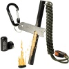 REHTAEL - Kit de supervivencia para iniciar fuegos de acero (1/2 x 6 pulgadas), barra de ferro grande con multiherramienta, cuerda de paracaídas para camping, senderismo (verde militar)