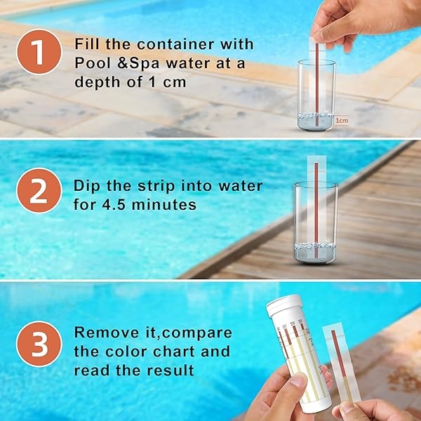 RUNBO Tiras de prueba para piscinas de agua salada (20 unidades) – Ideal para piscinas de sal y spa – Prueba fácil y precisa para cloruro de sodio 0-8000 ppm - Image 4