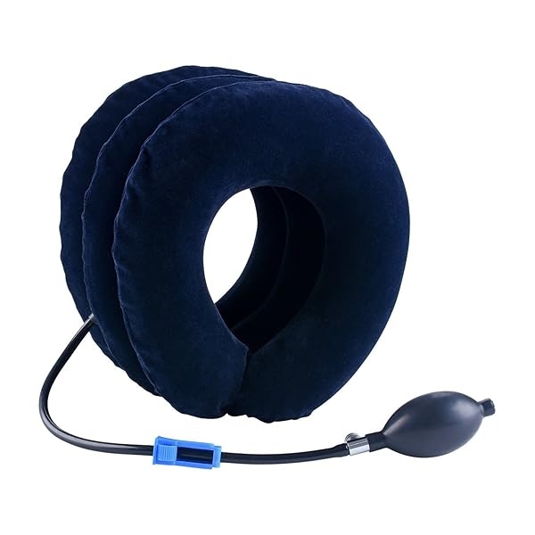 RUNZI Dispositivo de tracción cervical para cuello inflable, fácil de usar para aliviar el dolor crónico de cuello y hombros, almohada cervical para cuello HOM - Image 3
