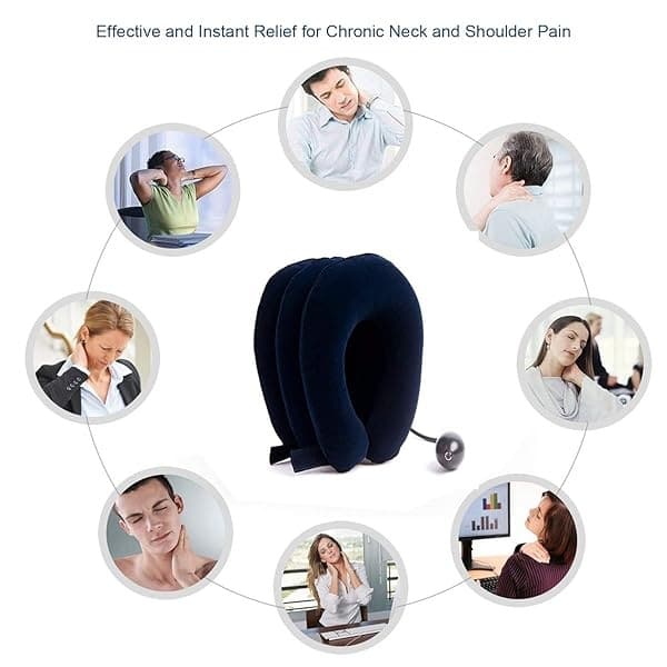 RUNZI Dispositivo de tracción cervical para cuello inflable, fácil de usar para aliviar el dolor crónico de cuello y hombros, almohada cervical para cuello HOM - Image 6