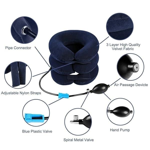 RUNZI Dispositivo de tracción cervical para cuello inflable, fácil de usar para aliviar el dolor crónico de cuello y hombros, almohada cervical para cuello HOM - Image 7