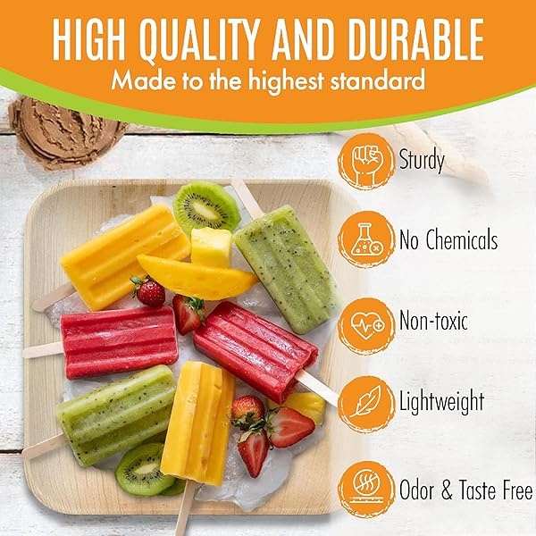 Raj Platos de hoja de palmera [50 unidades] Platos cuadrados de 25,4 cm como platos de bambú desechables, fuertes, decorativos para bodas, almuerzos, cenas, cumpleaños, camping, barbacoa al aire libre, picnic - Image 6
