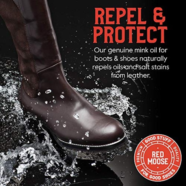 Red MOOSE - Pasta de aceite de visón, protector de zapatos de piel impermeable y reparación de botas, Claro, M - Image 5