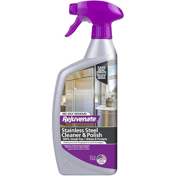 Rejuvenate Limpiador y abrillantador de acero inoxidable elimina los residuos brillan y protege la superficie de 24 onzas