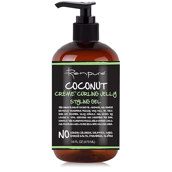 Renpure Coconut Creme Curling Jelly Styling Gel, 16 Fluid Ounce