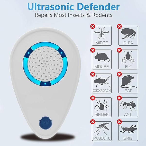 Repelente ultrasónico de plagas, 4 unidades, repelente de ratones, repelente electrónico de plagas para interiores, enchufe para insectos, control de plagas para insectos, cucarachas, ratones, roedores, mosquitos - Image 3