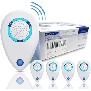 Repelente ultrasónico de plagas, 4 unidades, repelente de ratones, repelente electrónico de plagas para interiores, enchufe para insectos, control de plagas para insectos, cucarachas, ratones, roedores, mosquitos