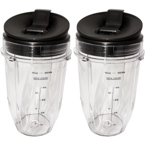 Replacement 18 oz Cup with Sip & Seal Lid Compatible with Nutri Ninja Cups - For Blender BL450 BL454 Auto-iQ BL480 BL481 BL482 BL687 2-Pack