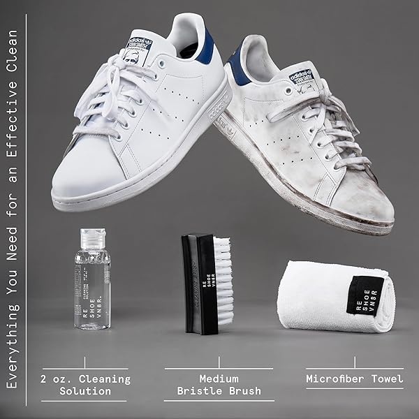 Reshoevn8r Kit de zapatillas para limpiar zapatos, kit de inicio, limpiador de zapatillas para lona, malla, punto, piel, nubuck, plástico y zapatos de goma, solución de limpieza de 2 onzas, 1 cepillo - Image 4