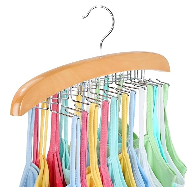 Resovo - percha de ropa para playera sin mangas con madera premium, 24 grandes capacidades, ahorro de espacio, rotación de 360 grados, ganchos de metal plegables, camisetas sin mangas