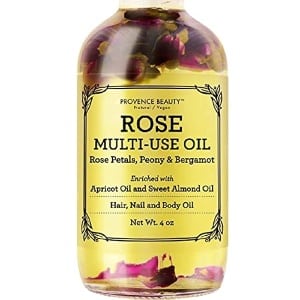 Rose Multi-Use Oil for Face, Body and Hair - Organic Blend of Apricot, Vitamin E and Sweet Almond Oil Moisturiser for Dry Skin, Scalp and Nails - Rose Petals, and Bergamot Essential Oil - 120ml