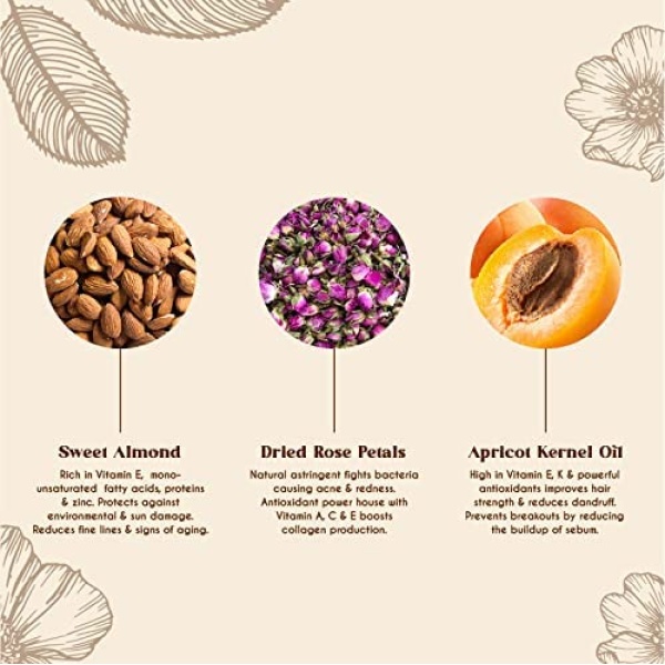 Rose Multi-Use Oil for Face, Body and Hair - Organic Blend of Apricot, Vitamin E and Sweet Almond Oil Moisturiser for Dry Skin, Scalp and Nails - Rose Petals, and Bergamot Essential Oil - 120ml - Image 9