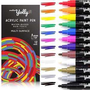 Rotuladores para pintura de rocas, vidrio, madera, juego de tazas, lienzo, pintura para manualidades, multisuperficies, rotuladores de pintura acrílica, punta de 2,0 mm (12 C)