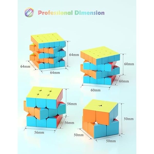 Roxenda juego de cubos de velocidad mágicos, cubeta mágico, juego de 2 x 2 x 3 x 3 x 3 4 x 4 5 x 5 x 5 cm, cubeta de velocidad sin pegatinas con caja de regalo, tutorial secreto para cubos de velocidad - Image 3