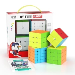 Roxenda juego de cubos de velocidad mágicos, cubeta mágico, juego de 2 x 2 x 3 x 3 x 3 4 x 4 5 x 5 x 5 cm, cubeta de velocidad sin pegatinas con caja de regalo, tutorial secreto para cubos de velocidad