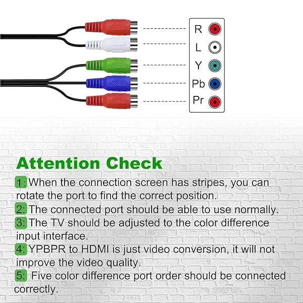RuiPuo Adaptador Compuesto a HDMI, convertidor AV a HDMI, convertidor RCA a HDMI Compatible con Wii, PS One, PS2, PS3, VHS, VCR, Reproductores de DVD - Image 6