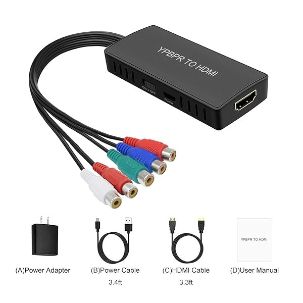 RuiPuo Adaptador Compuesto a HDMI, convertidor AV a HDMI, convertidor RCA a HDMI Compatible con Wii, PS One, PS2, PS3, VHS, VCR, Reproductores de DVD - Image 7