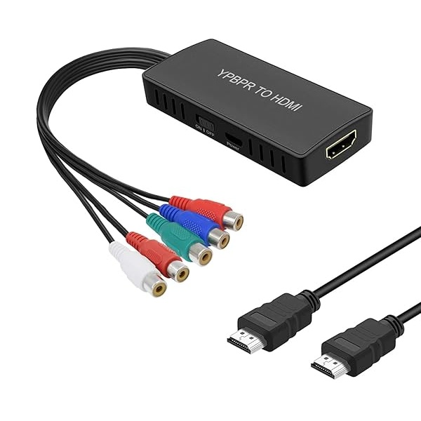 RuiPuo Adaptador Compuesto a HDMI, convertidor AV a HDMI, convertidor RCA a HDMI Compatible con Wii, PS One, PS2, PS3, VHS, VCR, Reproductores de DVD
