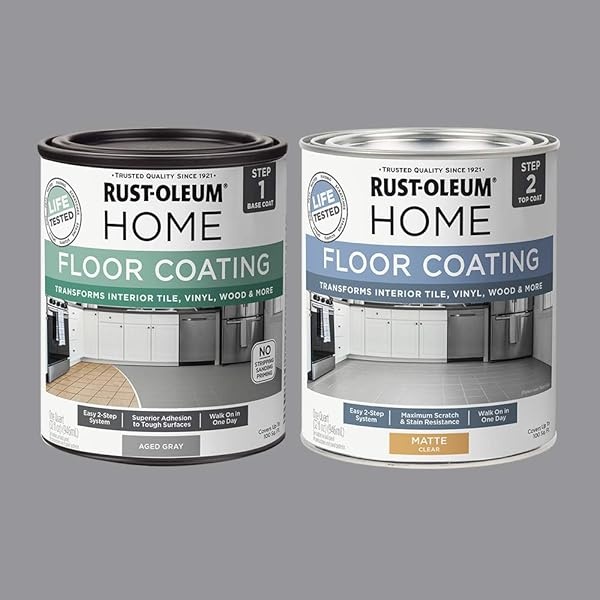 Rust-Oleum 367592 Kit de revestimiento de piso interior para el hogar, gris envejecido mate, 32 onzas líquidas (paquete de 2) - Image 3