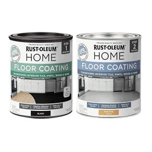 Rust-Oleum 367597 Kit de revestimiento de piso para interiores en el hogar, negro mate, 1 cuarto de galón (paquete de 2)