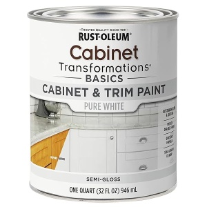 Rust-Oleum 372007 Transformations Basics - Pintura para gabinete y recorte, cuarto de galón, blanco puro, 32 onzas líquidas (paquete de 1)