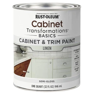 Rust-Oleum 372008 Transformations Basics - Pintura para gabinete y recorte, cuarto de galón, lino, 32 onzas líquidas, 0.25 galones (paquete de 1)