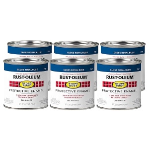 Rust-Oleum 7727730-6PK detiene la pintura de óxido, media pinta (paquete de 6), azul real brillante, 48 onzas líquidas