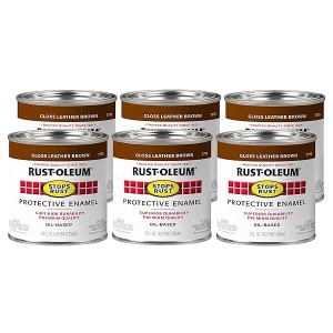 Rust-Oleum 7775730-6PK detiene la pintura del óxido, media pinta, piel brillante café (paquete de 6)