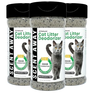 SCENT AWAY - Desodorizador de arena para gatos sin fragancia con carbón activo (paquete de 3)