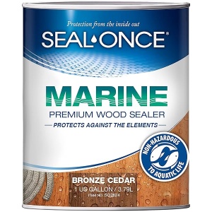 SEAL-ONCE Marine Ready Mix – Sellador de madera penetrante de 1 galón impermeable y manchas (cedro bronce) a base de agua, fórmula ultra baja de COV para zonas de alta humedad para proteger muelles de madera, cubiertas y muelles