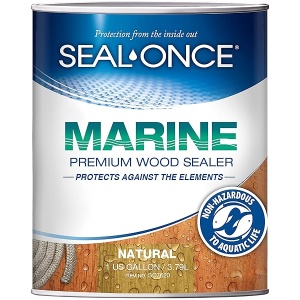 SEAL-ONCE Marine Ready Mix – Sellador de madera penetrante de 1 galón impermeable y manchas (natural). Fórmula de COV ultra bajo a base de agua, para zonas de alta humedad para proteger muelles de madera, cubiertas y muelles