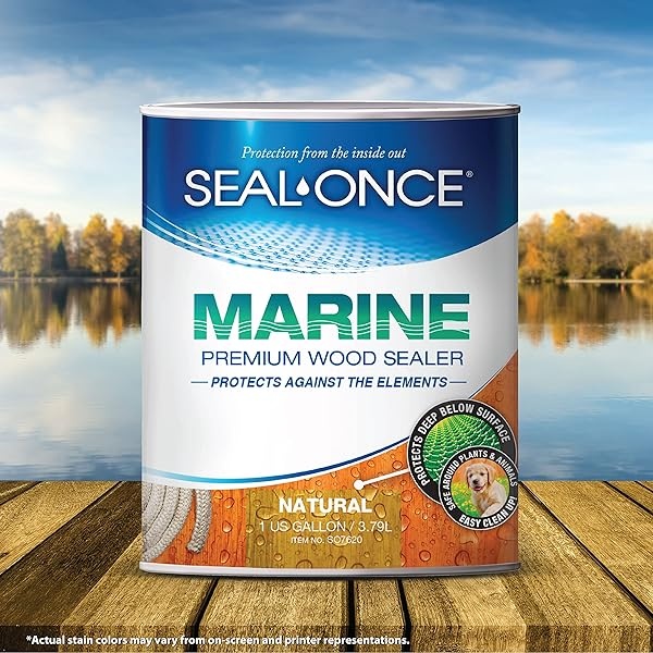 SEAL-ONCE Marine Ready Mix – Sellador de madera penetrante de 1 galón impermeable y manchas (natural). Fórmula de COV ultra bajo a base de agua, para zonas de alta humedad para proteger muelles de madera, cubiertas y muelles - Image 6