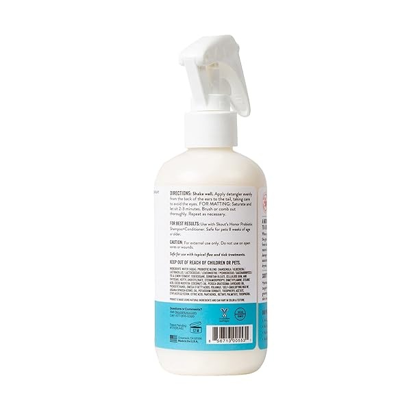 SKOUT'S HONOR: Desenredador probiótico – 8 fl oz – Hidrata y desodoriza el pelo, soporta las defensas naturales de mascotas, pH equilibrado y libre de sulfatos con aceite de aguacate - Image 3