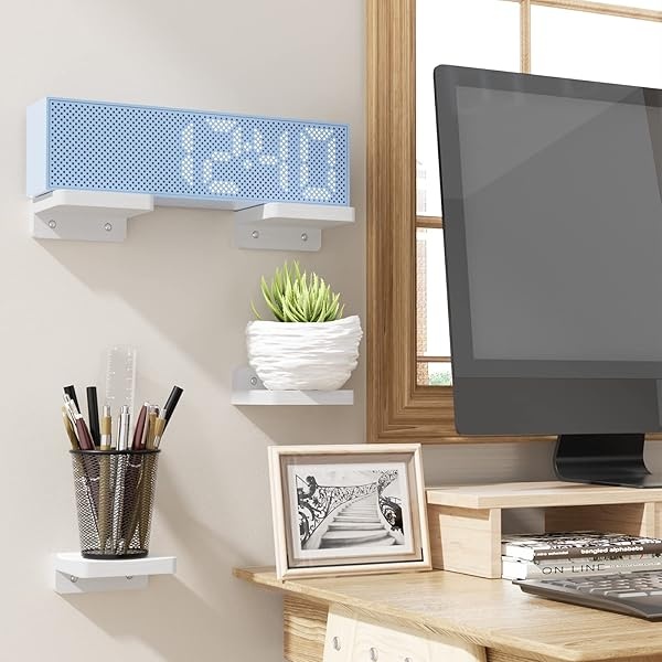 SRIWATANA Pequeños estantes flotantes montados en la pared, estante de madera de 4 pulgadas para decoración y almacenamiento, juego de 4, mini estante de exhibición para dormitorio, baño, cocina, oficina (blanco) - Image 3