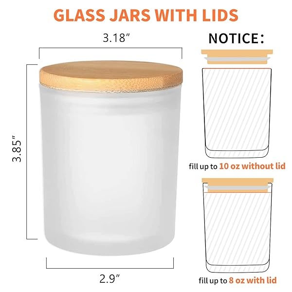 SUPMIND - Paquete de 12 tarros de vela de vidrio, 10 onzas con tapas de bambú y etiquetas adhesivas, tarros de vela a granel para hacer recipientes de velas, apto para lavaplatos - Image 3