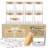 SUPMIND - Paquete de 12 tarros de vela de vidrio, 10 onzas, transparentes con tapas de bambú y etiquetas adhesivas, tarros de vela a granel para hacer recipientes de velas, apto para lavaplatos