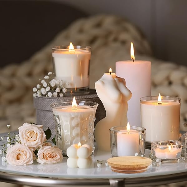 SUPMIND - Paquete de 12 tarros de vela de vidrio, 10 onzas, transparentes con tapas de bambú y etiquetas adhesivas, tarros de vela a granel para hacer recipientes de velas, apto para lavaplatos - Image 7
