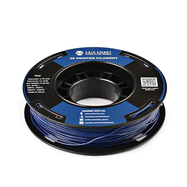 SainSmart - Bobina pequeña de 1,75 mm de TPU, filamento 3D flexible, 250 g, precisión dimensional +/- 0,05 mm, Shore 95A, azul galaxia - Image 3