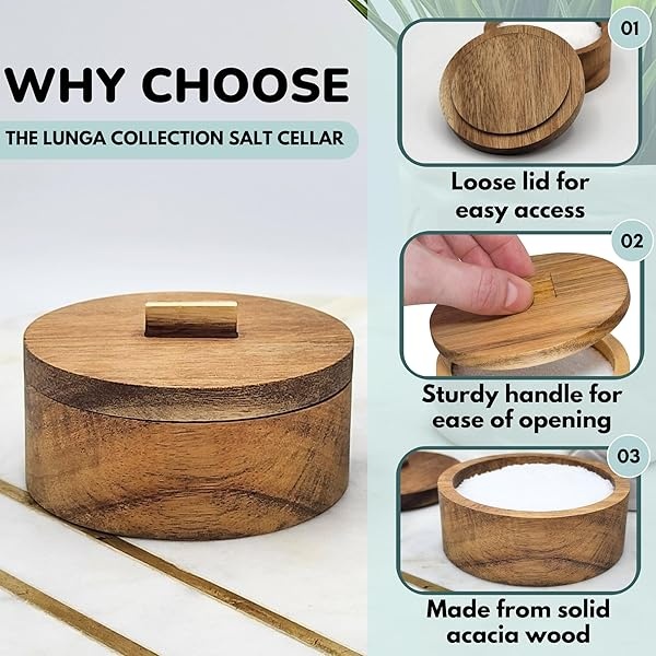 Sal con tapa, recipiente de sal de madera maciza, caja de sal de 3.5 onzas con tapa, recipiente de sal kosher, soporte de sal, tazón pequeño de sal de 3.5 pulgadas con tapa, soporte de sal moderno - Image 3