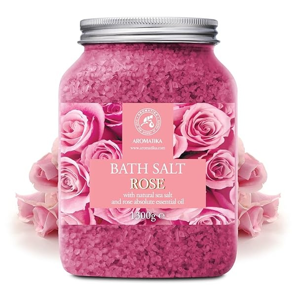 Sal de Baño de Rosas 1300g - Sal Marina con Aceite Esencial de Palisandro 100% Natural - Sal de Baño Natural Rosas para Dormir Bien - Alivio del Estrés - Belleza - Corporal - Relajación - Image 3