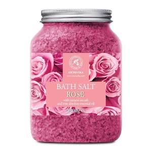 Sal de Baño de Rosas 1300g - Sal Marina con Aceite Esencial de Palisandro 100% Natural - Sal de Baño Natural Rosas para Dormir Bien - Alivio del Estrés - Belleza - Corporal - Relajación