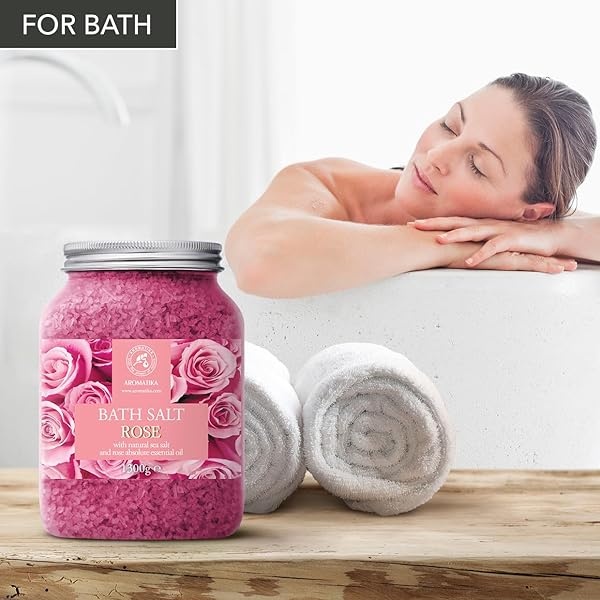Sal de Baño de Rosas 1300g - Sal Marina con Aceite Esencial de Palisandro 100% Natural - Sal de Baño Natural Rosas para Dormir Bien - Alivio del Estrés - Belleza - Corporal - Relajación - Image 5
