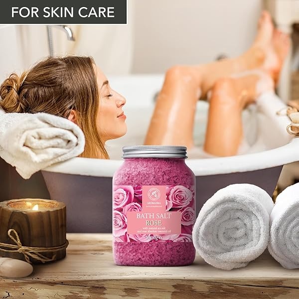 Sal de Baño de Rosas 1300g - Sal Marina con Aceite Esencial de Palisandro 100% Natural - Sal de Baño Natural Rosas para Dormir Bien - Alivio del Estrés - Belleza - Corporal - Relajación - Image 6