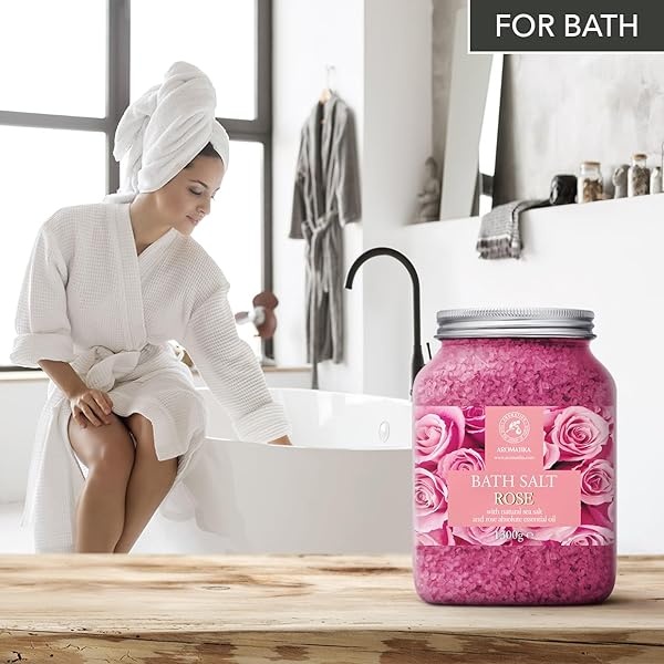 Sal de Baño de Rosas 1300g - Sal Marina con Aceite Esencial de Palisandro 100% Natural - Sal de Baño Natural Rosas para Dormir Bien - Alivio del Estrés - Belleza - Corporal - Relajación - Image 7